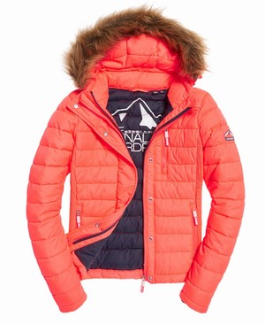 Superdry Fuji Slim Double Cipzár Hooded Női Kabát Korall | GRIWT0934